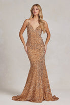 Mermaid Embroidered Sequins Sleeveless Open V-Back Long Evening Dress NXR1071-Evening Dress-smcfashion.com