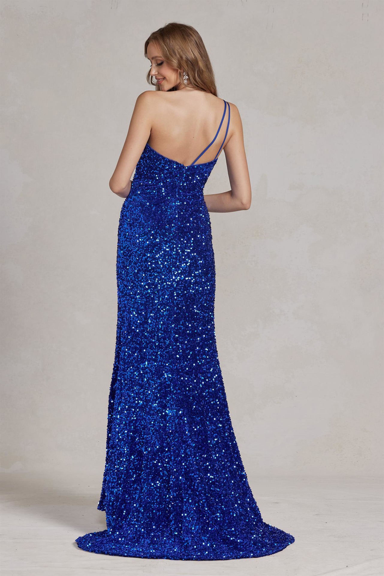 Side Slit One Shoulder Embroidered Sequins Open Back Long Evening Dress NXR1202-Evening Dress-smcfashion.com