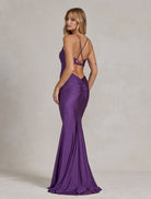 Embellished Jewel Illusion V-Neck Open Criss Cross Back Long Evening Dress NXK1123-Evening Dress-smcfashion.com