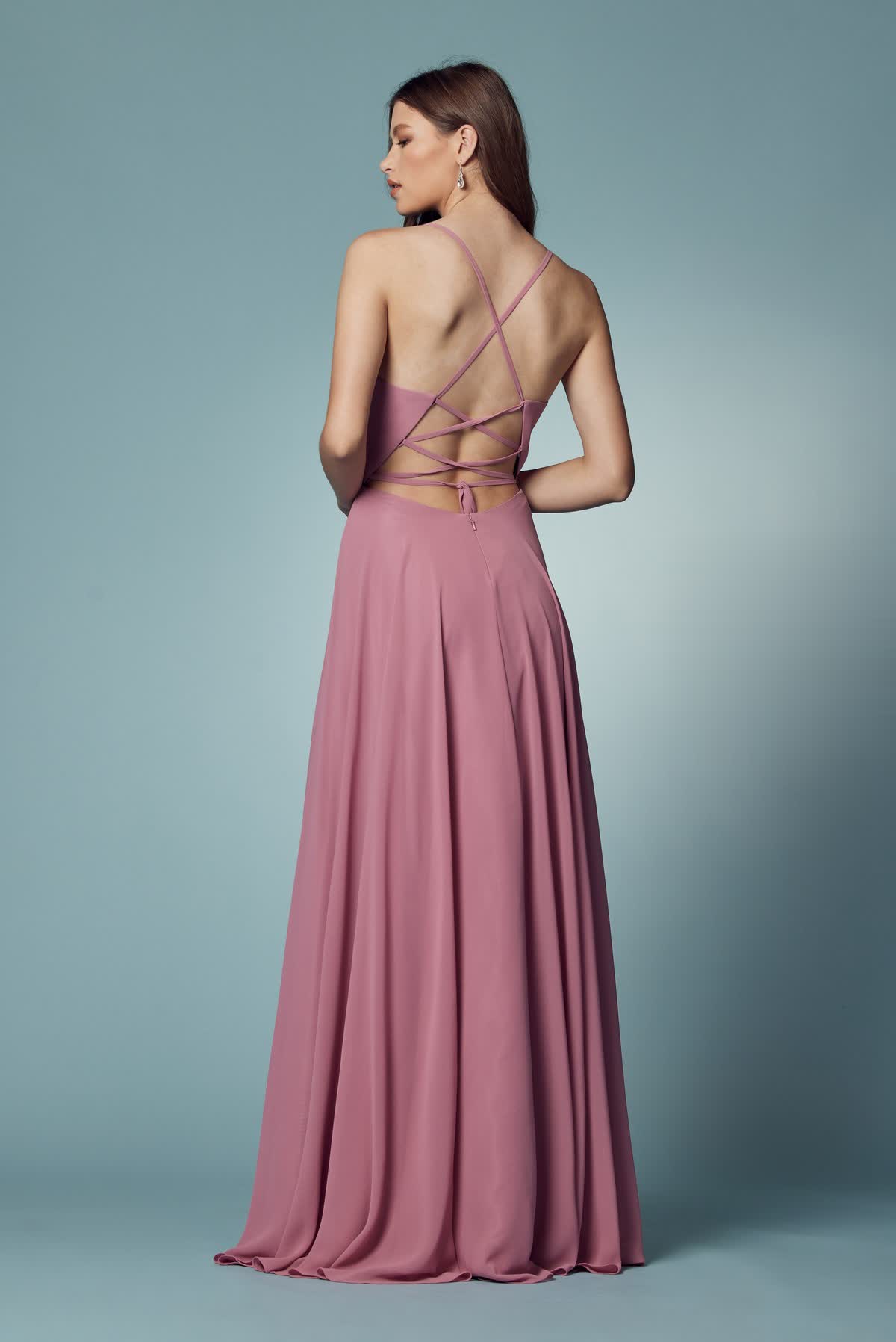 V-Neck Chiffon Plus Size Long Bridesmaid Dress NXR416P-Bridesmaid Dress-smcfashion.com