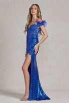 Off Shoulder Embellished Feather Illusion Sweetheart Long Prom Dress NXS1229-Prom Dress-smcfashion.com