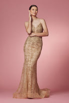 Glitter Deep V-Neck Bodice Trumpet Long Prom Dress NXR282-1-Prom Dress-smcfashion.com