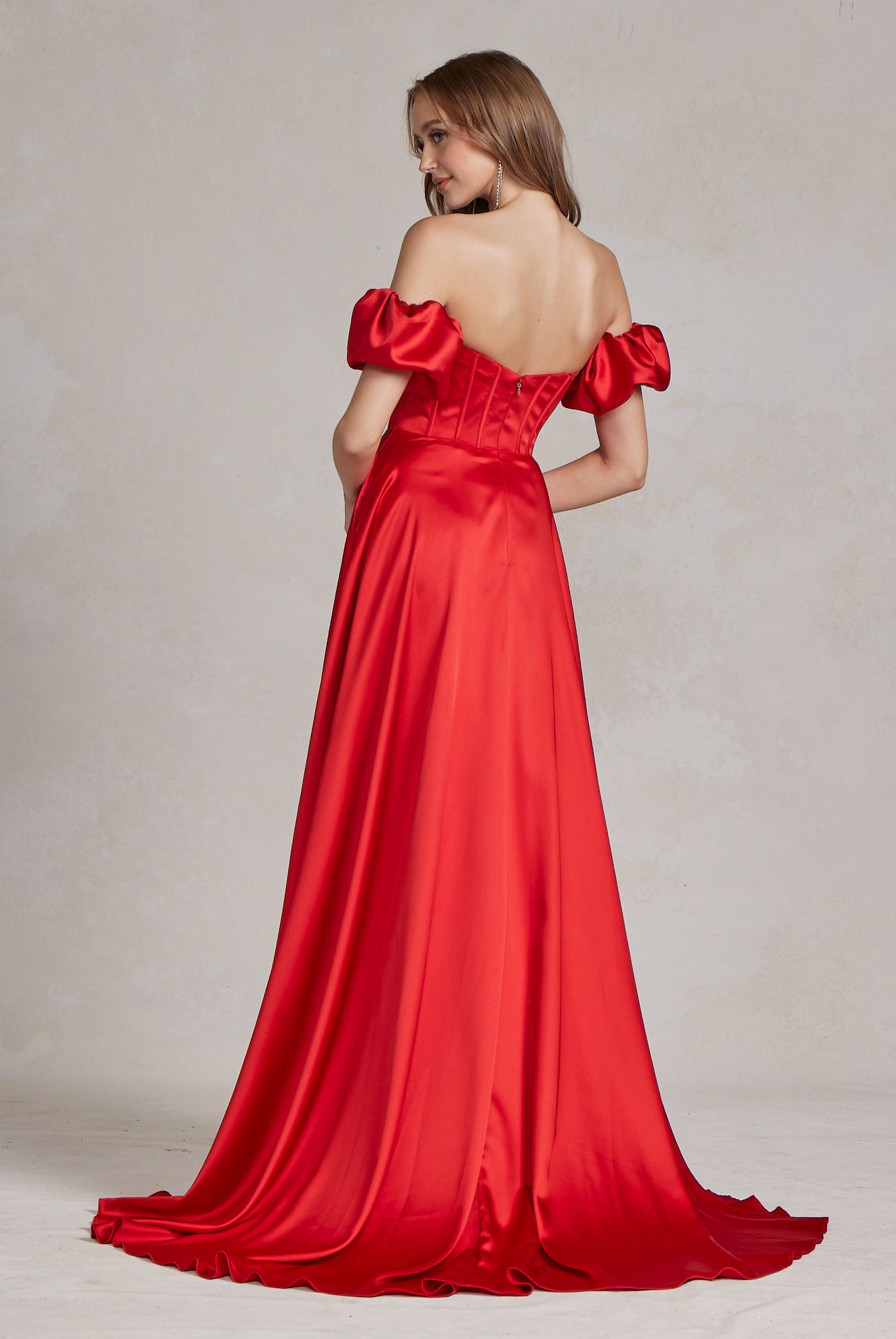 Off Shoulder Sweetheart Satin Side Slit Long Prom Dress NXK1122-Prom Dress-smcfashion.com