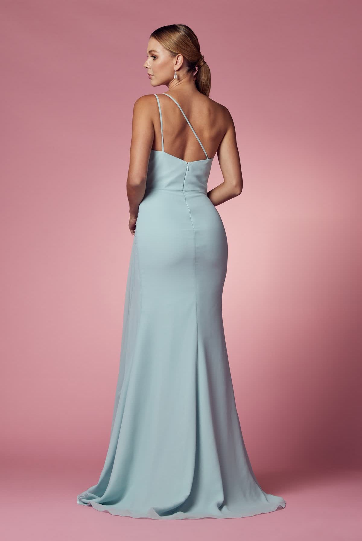 High Slit One Shoulder Long Bridesmaid & Evening Dress NXE1005-Bridesmaid Dress-smcfashion.com