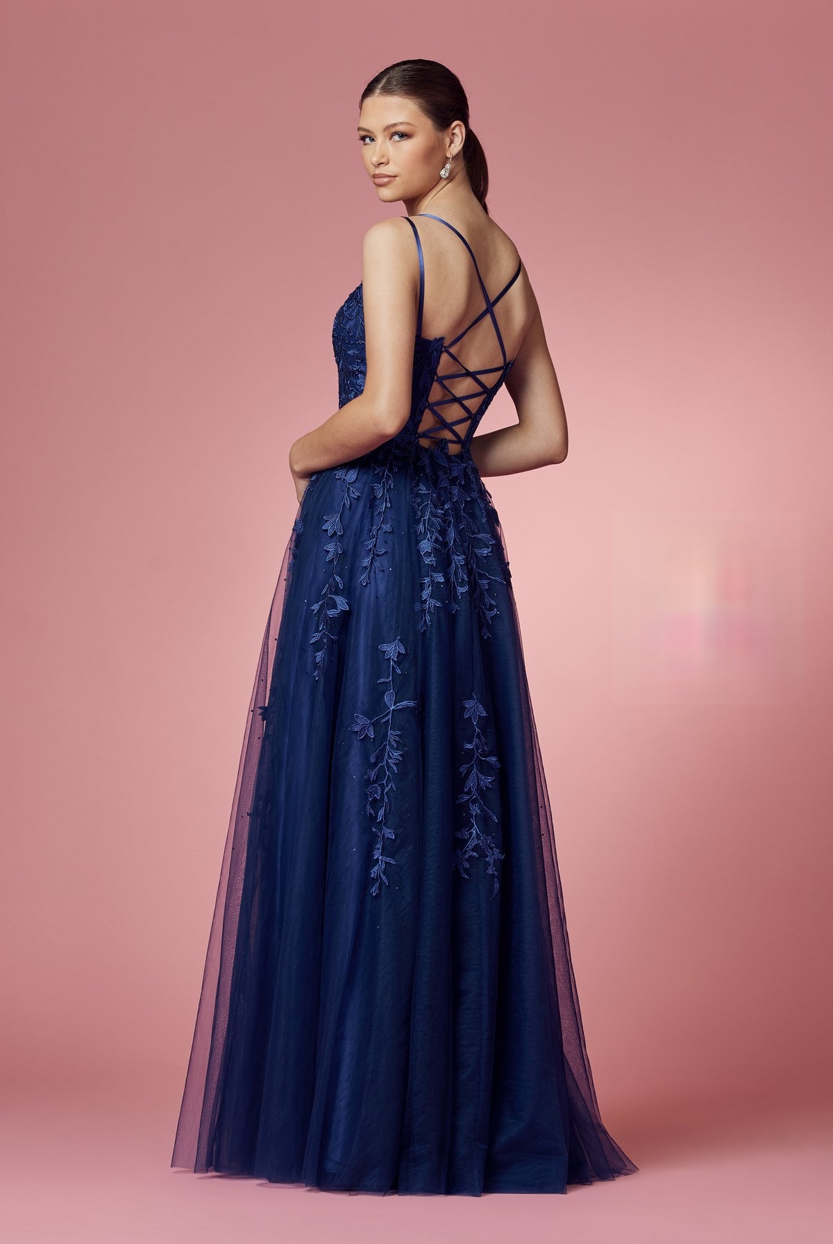 Floral Design Spaghetti Straps Long Bridesmaid & Prom Dress NXC415-Bridesmaid Dress-smcfashion.com