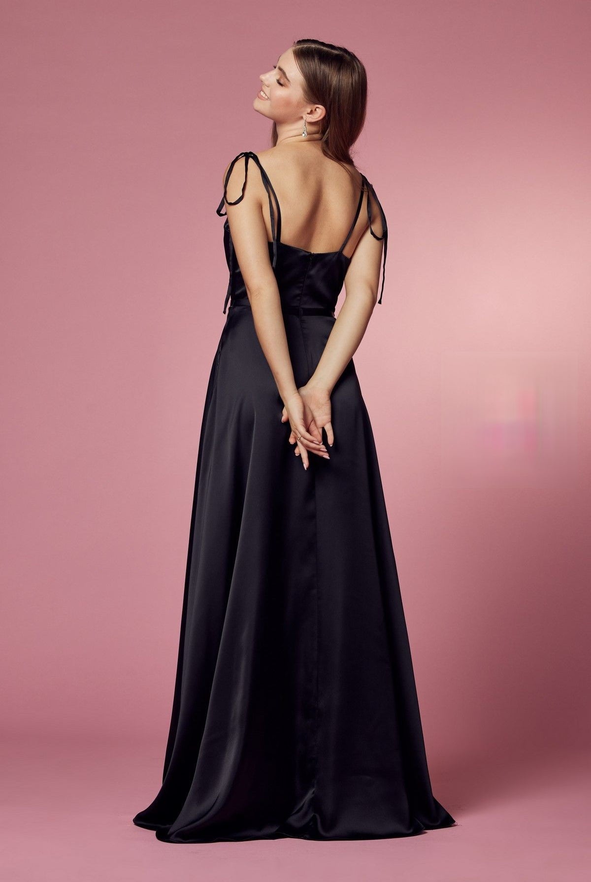 Double Breasted Spaghetti Straps High Slit Long Bridesmaid Dress NXR1029-Bridesmaid Dress-smcfashion.com