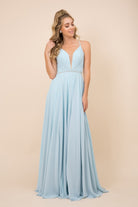 V-Neck Chiffon Plus Size Long Bridesmaid Dress NXR416P-Bridesmaid Dress-smcfashion.com