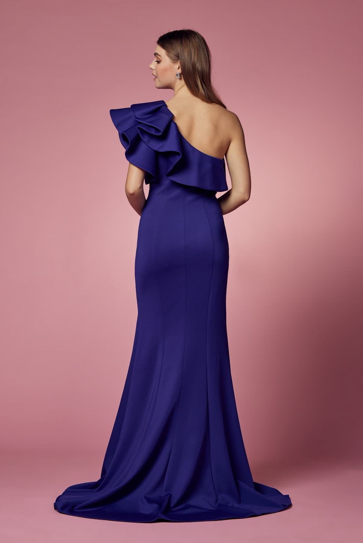 One Shoulder Ruffle Overlay Trumpet Long Prom Dress NXE467-Prom Dress-smcfashion.com