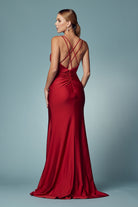 Double Spaghetti Straps Slit Long Bridesmaid & Prom Dress NXE1035-Prom Dress-smcfashion.com