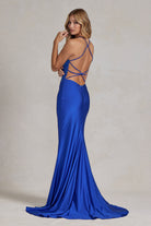 Mermaid Open Criss Cross Back Embroidered Bodice Long Evening Dress NXG1150-Evening Dress-smcfashion.com