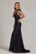 Mermaid Satin Embellished Feather Open Back Long Prom Dress NXT1138-Prom Dress-smcfashion.com