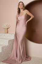 Party Cocktail One Shoulder Drape Sleeve Mermaid Long Evening Dress NXE475-Evening Dress-smcfashion.com