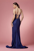 Embellished Jewel Side Slit Long Bridesmaid & Prom Dress NXE1038-Prom Dress-smcfashion.com