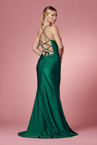 Cowl Neck Open Criss Cross Back Satin Long Prom & Bridesmaid Dress NXE1007-Prom Dress-smcfashion.com