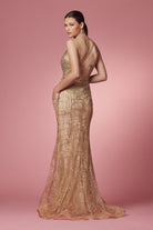 Glitter Deep V-Neck Bodice Trumpet Long Prom Dress NXR282-1-Prom Dress-smcfashion.com
