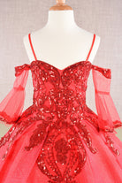 Glitter Sequin Embellished Mesh Kids Dress with Separate Mesh 3/4 Sleeves GLGK104-KIDS-smcfashion.com