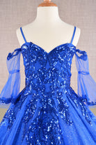 Glitter Sequin Embellished Mesh Kids Dress with Separate Mesh 3/4 Sleeves GLGK104-KIDS-smcfashion.com