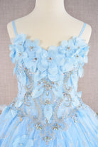 3D Flower Applique Jewel Mesh Kids Dress with Long Mesh Cloak GLGK105-KIDS-smcfashion.com