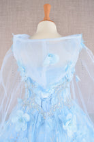 3D Flower Applique Jewel Mesh Kids Dress with Long Mesh Cloak GLGK105-KIDS-smcfashion.com