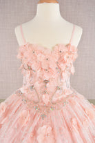 3D Flower Applique Jewel Mesh Kids Dress with Long Mesh Cloak GLGK105-KIDS-smcfashion.com