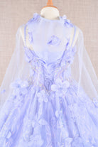 3D Flower Applique Jewel Mesh Kids Dress with Long Mesh Cloak GLGK105-KIDS-smcfashion.com