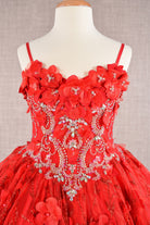 3D Flower Applique Jewel Mesh Kids Dress with Long Mesh Cloak GLGK105-KIDS-smcfashion.com