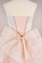 Spaghetti Strap Sequin Mesh with a Detachable Ribbon and Ruffled Back Skirt Quinceanera Kids Dress GLGK106-KIDS-smcfashion.com