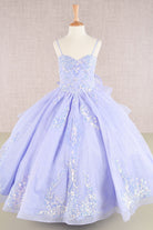 Spaghetti Strap Sequin Mesh with a Detachable Ribbon and Ruffled Back Skirt Quinceanera Kids Dress GLGK106-KIDS-smcfashion.com