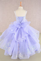 Spaghetti Strap Sequin Mesh with a Detachable Ribbon and Ruffled Back Skirt Quinceanera Kids Dress GLGK106-KIDS-smcfashion.com