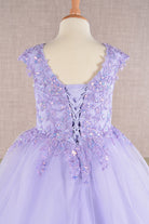 Sequin Embroidery Long Back Hem Mesh A-Line Quinceanera Kids Dress GLGK108-KIDS-smcfashion.com