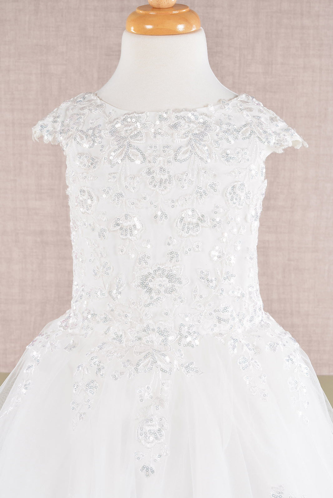 Sequin Embroidery Long Back Hem Mesh A-Line Quinceanera Kids Dress GLGK108-KIDS-smcfashion.com