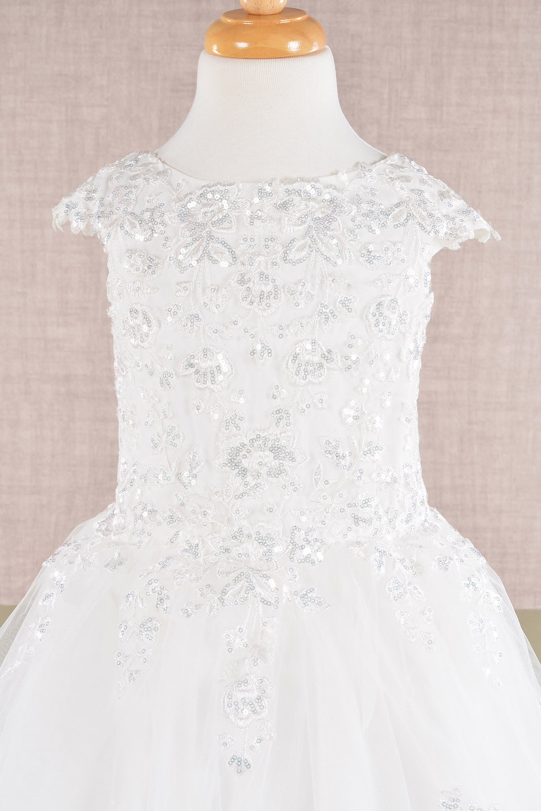 Sequin Embroidery Long Back Hem Mesh A-Line Quinceanera Kids Dress GLGK108-KIDS-smcfashion.com