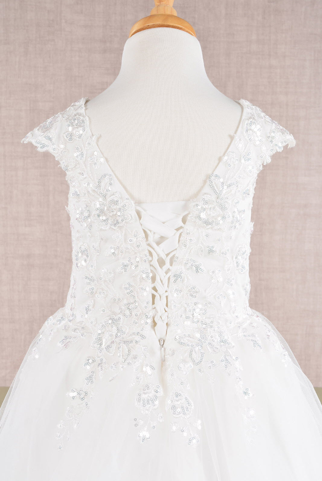 Sequin Embroidery Long Back Hem Mesh A-Line Quinceanera Kids Dress GLGK108-KIDS-smcfashion.com