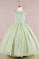 Sequin Embroidery Long Back Hem Mesh A-Line Quinceanera Kids Dress GLGK108-KIDS-smcfashion.com