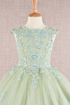 Sequin Embroidery Long Back Hem Mesh A-Line Quinceanera Kids Dress GLGK108-KIDS-smcfashion.com