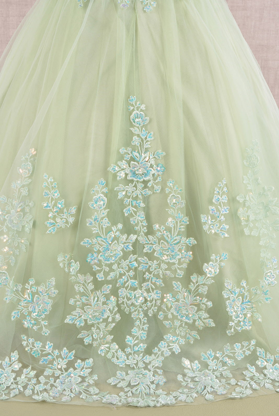 Sequin Embroidery Long Back Hem Mesh A-Line Quinceanera Kids Dress GLGK108-KIDS-smcfashion.com