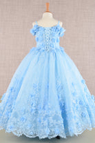3D Floral Applique Embellished Glitter Embroidery Mesh Quinceanera Kids Dress GLGK110-Kids Dress-smcfashion.com