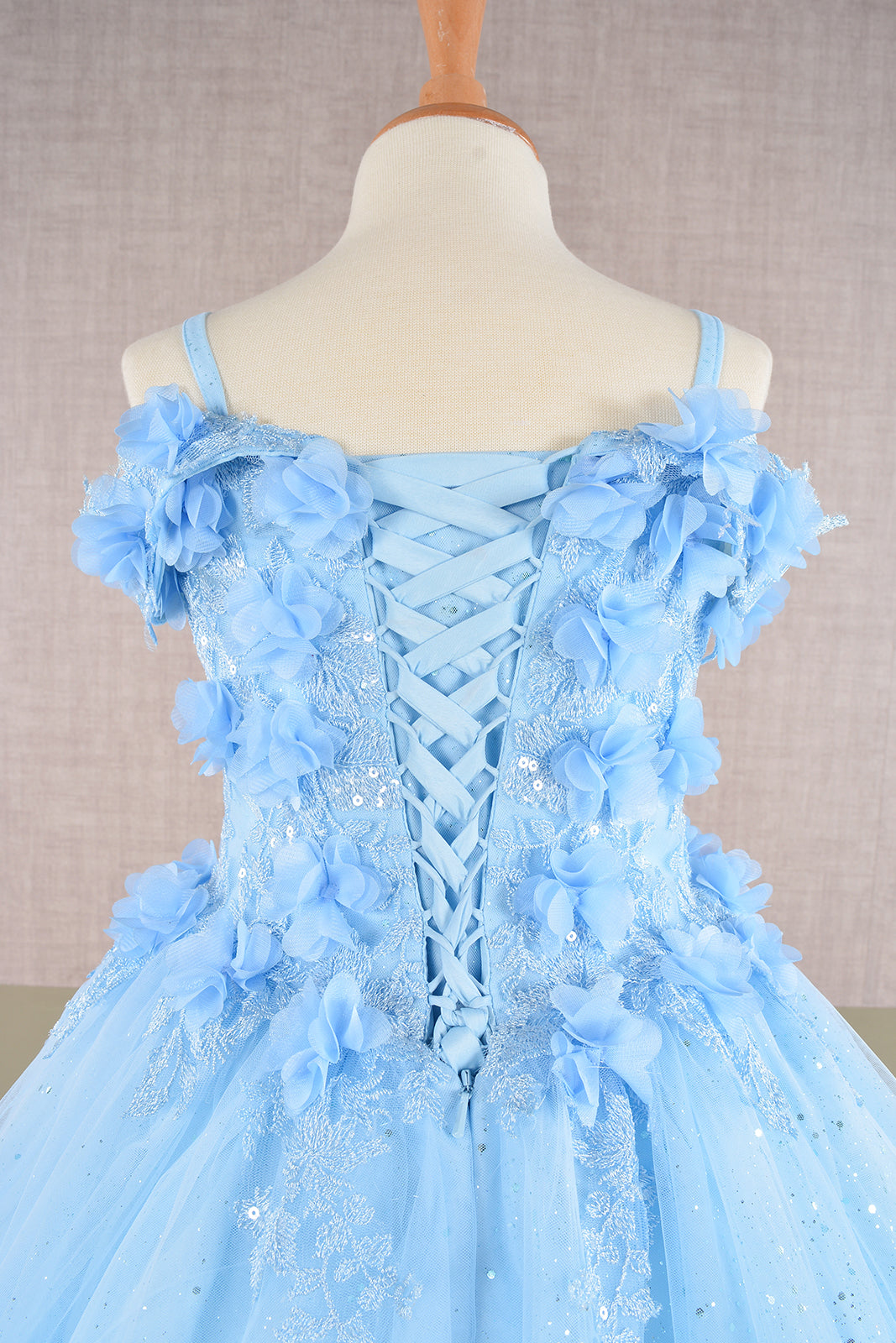 3D Floral Applique Embellished Glitter Embroidery Mesh Quinceanera Kids Dress GLGK110-Kids Dress-smcfashion.com