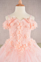 3D Floral Applique Embellished Glitter Embroidery Mesh Quinceanera Kids Dress GLGK110-Kids Dress-smcfashion.com