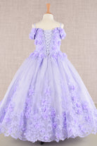 3D Floral Applique Embellished Glitter Embroidery Mesh Quinceanera Kids Dress GLGK110-Kids Dress-smcfashion.com