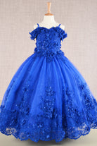 3D Floral Applique Embellished Glitter Embroidery Mesh Quinceanera Kids Dress GLGK110-Kids Dress-smcfashion.com