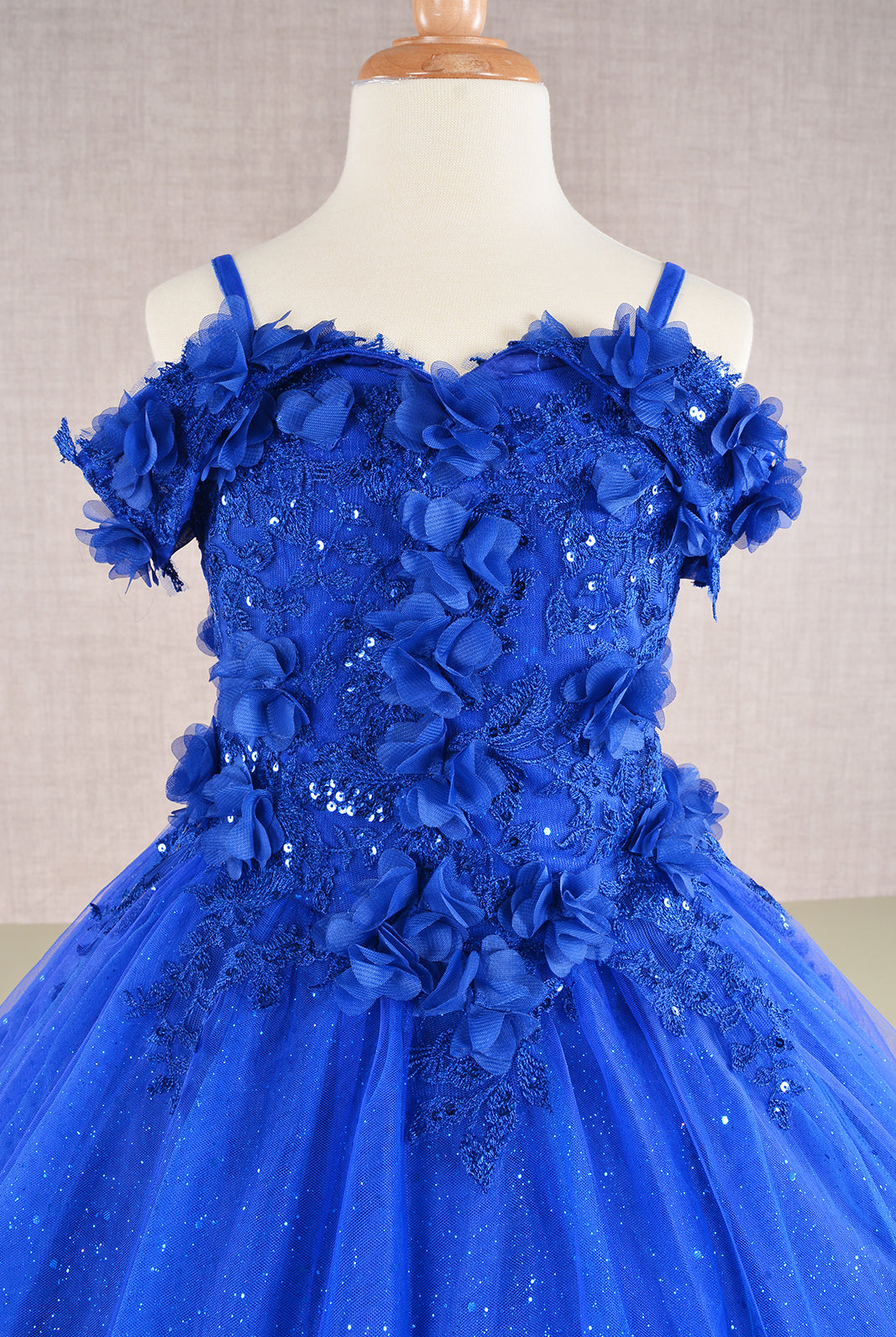 3D Floral Applique Embellished Glitter Embroidery Mesh Quinceanera Kids Dress GLGK110-Kids Dress-smcfashion.com