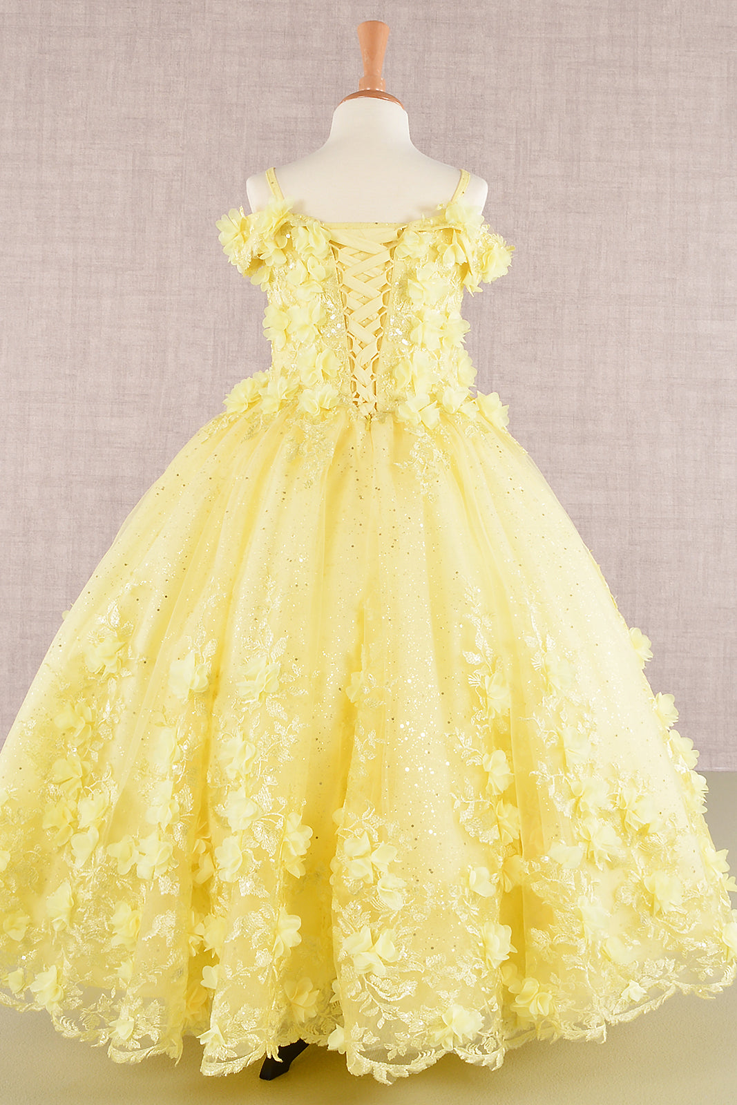 3D Floral Applique Embellished Glitter Embroidery Mesh Quinceanera Kids Dress GLGK110-Kids Dress-smcfashion.com