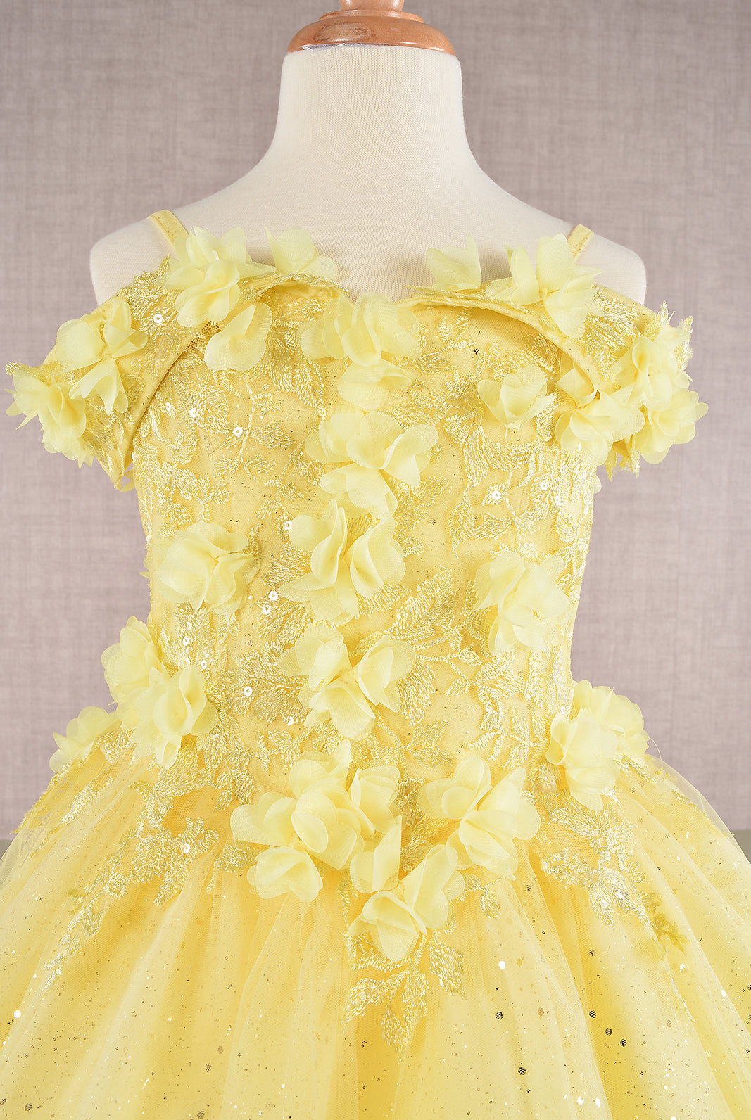 3D Floral Applique Embellished Glitter Embroidery Mesh Quinceanera Kids Dress GLGK110-Kids Dress-smcfashion.com
