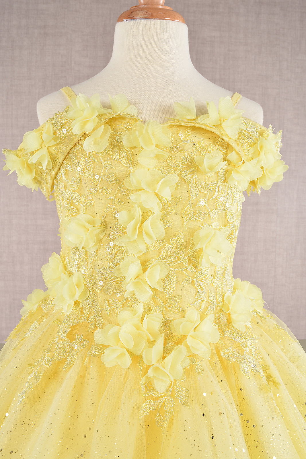3D Floral Applique Embellished Glitter Embroidery Mesh Quinceanera Kids Dress GLGK110-Kids Dress-smcfashion.com