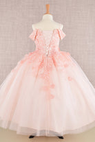Floral Embroidery Embellished Cut-Away Shoulder Quinceanera Kids Dress GLGK112-KIDS-smcfashion.com