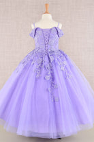 Floral Embroidery Embellished Cut-Away Shoulder Quinceanera Kids Dress GLGK112-KIDS-smcfashion.com