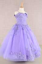Floral Embroidery Embellished Cut-Away Shoulder Quinceanera Kids Dress GLGK112-KIDS-smcfashion.com