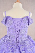 Floral Embroidery Embellished Cut-Away Shoulder Quinceanera Kids Dress GLGK112-KIDS-smcfashion.com