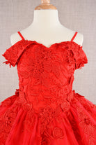 Floral Embroidery Embellished Cut-Away Shoulder Quinceanera Kids Dress GLGK112-KIDS-smcfashion.com